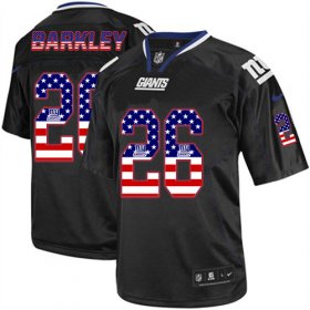 Wholesale Cheap Nike Giants #26 Saquon Barkley Black Men\'s Stitched NFL Elite USA Flag Fashion Jersey
