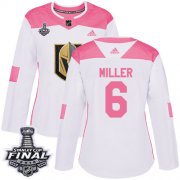 Wholesale Cheap Adidas Golden Knights #6 Colin Miller White/Pink Authentic Fashion 2018 Stanley Cup Final Women's Stitched NHL Jersey