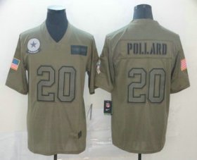 Wholesale Cheap Men\'s Dallas Cowboys #20 Tony Pollard NEW Olive 2019 Salute To Service Stitched NFL Nike Limited Jersey