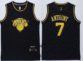 Wholesale Cheap New York Knicks #7 Carmelo Anthony Revolution 30 Swingman 2014 Black With Gold Jersey