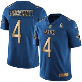 Wholesale Cheap Nike Cowboys #4 Dak Prescott Navy Men\'s Stitched NFL Limited Gold NFC 2017 Pro Bowl Jersey