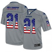 Wholesale Cheap Nike Cowboys #21 Ezekiel Elliott Lights Out Grey Men's Stitched NFL Elite USA Flag Fashion Jersey