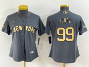 Wholesale Women's New York Yankees #99 Aaron Judge Grey 2022 All Star Stitched Cool Base Nike Jersey