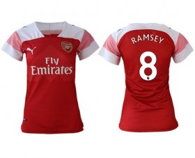 Wholesale Cheap Women\'s Arsenal #8 Ramsey Home Soccer Club Jersey