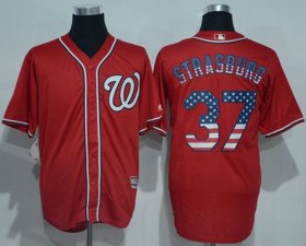 Wholesale Cheap Nationals #37 Stephen Strasburg Red USA Flag Fashion Stitched MLB Jersey