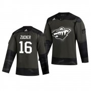Wholesale Cheap Minnesota Wild #16 Jason Zucker Adidas 2019 Veterans Day Men's Authentic Practice NHL Jersey Camo
