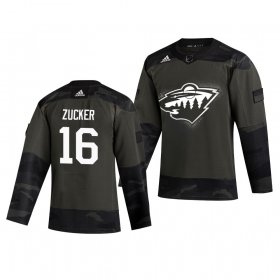 Wholesale Cheap Minnesota Wild #16 Jason Zucker Adidas 2019 Veterans Day Men\'s Authentic Practice NHL Jersey Camo
