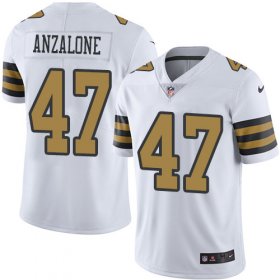 Wholesale Cheap Nike Saints #47 Alex Anzalone White Men\'s Stitched NFL Limited Rush Jersey