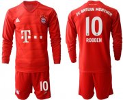 Wholesale Cheap Bayern Munchen #10 Robben Home Long Sleeves Soccer Club Jersey