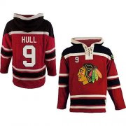 Wholesale Cheap Blackhawks #9 Bobby Hull Red Sawyer Hooded Sweatshirt Stitched NHL Jersey