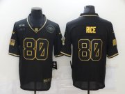 Wholesale Cheap Men's San Francisco 49ers #80 Jerry Rice Black Gold 2020 Salute To Service Stitched NFL Nike Limited Jersey