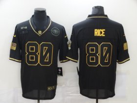 Wholesale Cheap Men\'s San Francisco 49ers #80 Jerry Rice Black Gold 2020 Salute To Service Stitched NFL Nike Limited Jersey
