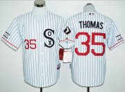Wholesale Cheap White Sox #35 Frank Thomas White(Black Strip) Cooperstown Stitched MLB Jersey