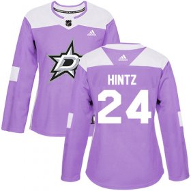 Cheap Adidas Stars #24 Roope Hintz Purple Authentic Fights Cancer Women\'s Stitched NHL Jersey