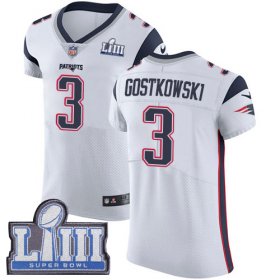 Wholesale Cheap Nike Patriots #3 Stephen Gostkowski White Super Bowl LIII Bound Men\'s Stitched NFL Vapor Untouchable Elite Jersey