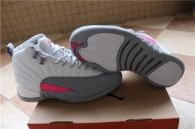 Wholesale Cheap Womens Air Jordan 12 Retro Shoes White Grey Pink