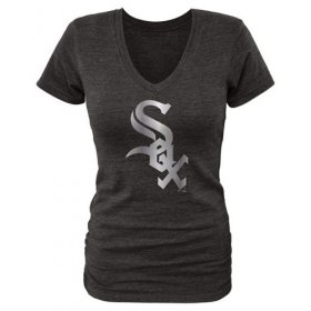 Wholesale Cheap Women\'s Chicago White Sox Fanatics Apparel Platinum Collection V-Neck Tri-Blend T-Shirt Black