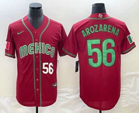 Cheap Men\'s Mexico Baseball #56 Randy Arozarena Number 2023 Red World Classic Stitched Jersey