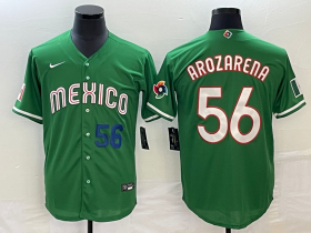 Wholesale Cheap Men\'s Mexico Baseball #56 Randy Arozarena Number 2023 Green World Classic Stitched Jersey
