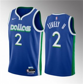 Wholesale Cheap Men\'s Dallas Mavericks #2 Dereck Lively II Blue 2023 Draft City Edition Stitched Basketball Jersey
