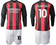 Wholesale Cheap Men 2020-2021 club AC milan home long sleeve 10 red Soccer Jerseys