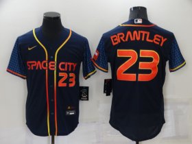 Wholesale Cheap Men\'s Houston Astros #23 Michael Brantley Number 2022 Navy Blue City Connect Flex Base Stitched Baseball Jersey