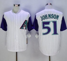 Wholesale Cheap Diamondbacks #51 Randy Johnson White Hall Of Fame Cool Base Stitched MLB Jersey