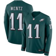 Wholesale Cheap Men's Eagles #11 Carson Wentz Midnight Green Team Color Men's Stitched NFL Limited Therma Long Sleeve Jersey