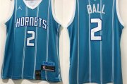 Wholesale Cheap Men's Charlotte Hornets #2 LaMelo Ball Blue 2021 Brand Jordan City Edition Swingman Jersey With The Sponsor Logo