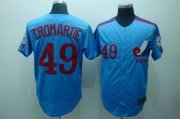 Wholesale Cheap Mitchell and Ness Expos #49 Warren Cromartie Blue Stitched Throwback MLB Jersey