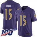 Wholesale Cheap Nike Ravens #15 Marquise Brown Purple Men's Stitched NFL Limited Rush 100th Season Jersey