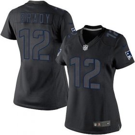 Wholesale Cheap Nike Patriots #12 Tom Brady Black Impact Women\'s Stitched NFL Limited Jersey