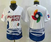Cheap Youth Puerto Rico Baseball Big Logo White 2023 World Baseball Classic Stitched Jerseys