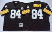 Wholesale Cheap Mitchell And Ness Steelers #84 Antonio Brown Black Throwback Stitched NFL Jersey