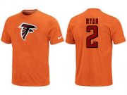 Wholesale Cheap Nike Atlanta Falcons #2 Matt Ryan Name & Number NFL T-Shirt Orange