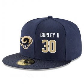 Wholesale Cheap Los Angeles Rams #30 Todd Gurley Snapback Cap NFL Player Navy Blue with Gold Number Stitched Hat