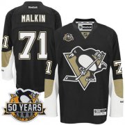 Wholesale Cheap Penguins #71 Evgeni Malkin Black 50th Anniversary Stitched NHL Jersey
