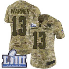Wholesale Cheap Nike Rams #13 Kurt Warner Camo Super Bowl LIII Bound Women\'s Stitched NFL Limited 2018 Salute to Service Jersey