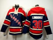 Wholesale Cheap Rangers #30 Henrik Lundqvist Navy Blue Sawyer Hooded Sweatshirt Stitched NHL Jersey