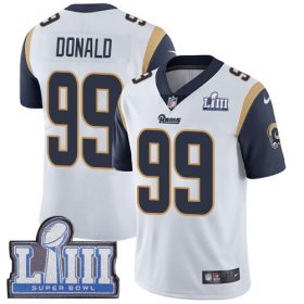Wholesale Cheap Nike Rams #99 Aaron Donald White Super Bowl LIII Bound Men\'s Stitched NFL Vapor Untouchable Limited Jersey