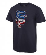 Wholesale Cheap Men's San Francisco Giants USA Flag Fashion T-Shirt Navy Blue