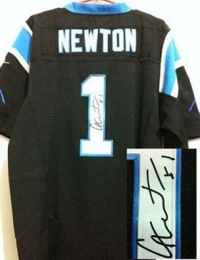 Wholesale Cheap Nike Panthers #1 Cam Newton Black Team Color Men\'s Stitched NFL Elite Autographed Jersey