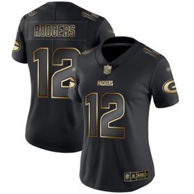 Wholesale Cheap Nike Packers #12 Aaron Rodgers Black/Gold Women\'s Stitched NFL Vapor Untouchable Limited Jersey