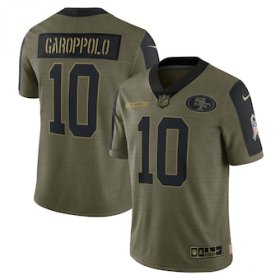 Wholesale Cheap Men\'s San Francisco 49ers #10 Jimmy Garoppolo Nike Olive 2021 Salute To Service Limited Player Jersey