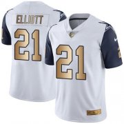 Wholesale Cheap Nike Cowboys #21 Ezekiel Elliott White Men's Stitched NFL Limited Gold Rush Jersey