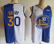Wholesale Cheap Men's Golden State Warriors #30 Stephen Curry White Blue Two Tone Stitched Swingman Nike Jersey With Sponsor