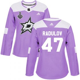 Cheap Adidas Stars #47 Alexander Radulov Purple Authentic Fights Cancer Women\'s 2020 Stanley Cup Final Stitched NHL Jersey