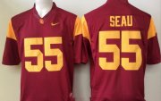 Wholesale Cheap Men's USC Trojans #55 Junior Seau All Red Stitched College Football Nike NCAA Jersey