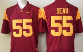 Wholesale Cheap Men\'s USC Trojans #55 Junior Seau All Red Stitched College Football Nike NCAA Jersey