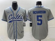 Wholesale Cheap Men's Indianapolis Colts #5 Anthony Richardson Gray Cool Base Stitched Baseball Jersey